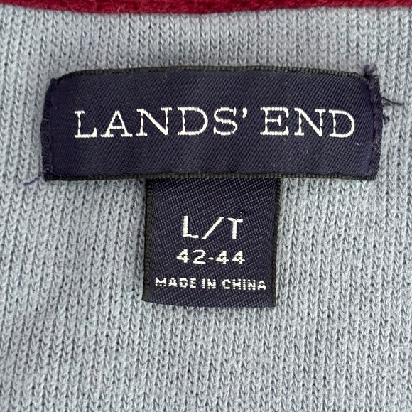 Lands' End 1/4 zip burgundy pullover 100% cotton nordic style sweater size L/T - Picture 13 of 15